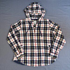 LL Bean Scotch Plaid Flannel Full Zip Hoodie Women's Small - Relaxed Fit